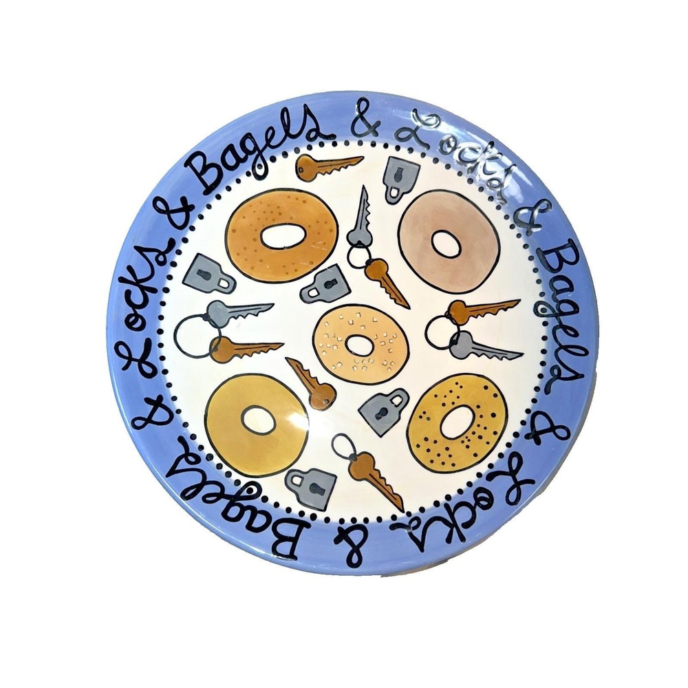 Ceramic 15 in "Locks and Bagels"  Serving Tray Lorrie Veasey "Our Name Is Mud "